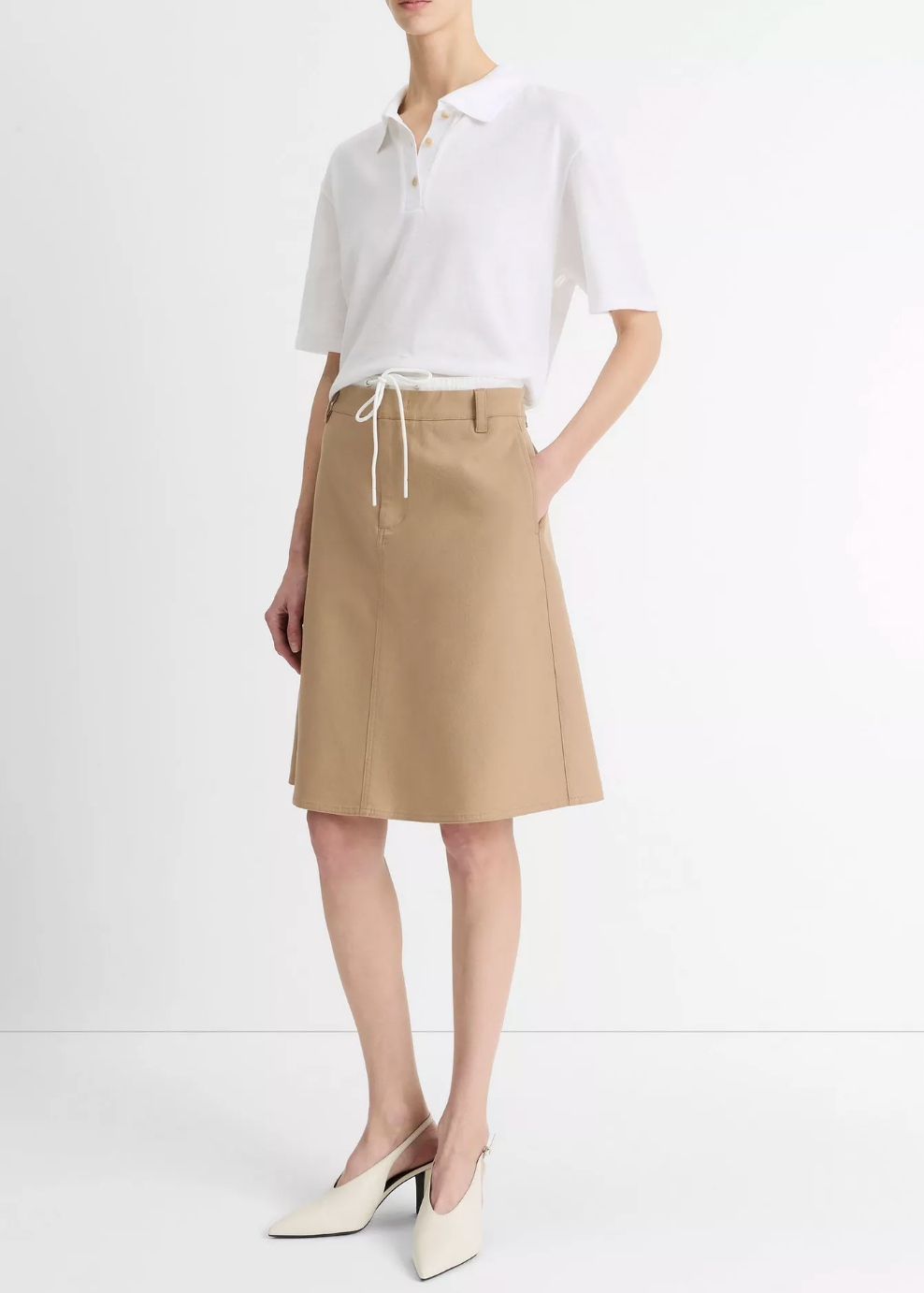 Double-Waistband Cotton Skirt-Clothing-Vince-Sandbar-00-Mercantile Portland