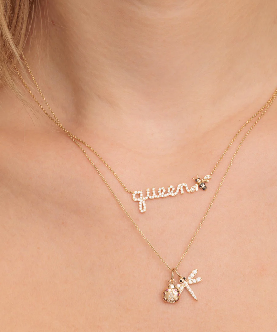 Dragonfly Charm Necklace-Accessories-Sydney Evan-Yellow Gold-OS-Mercantile Portland