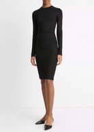 Draped Long-Sleeve Dress-Clothing-Vince-Black-XXS-Mercantile Portland