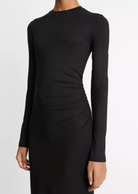 Draped Long-Sleeve Dress-Clothing-Vince-Black-XXS-Mercantile Portland