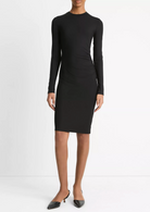 Draped Long-Sleeve Dress-Clothing-Vince-Black-XXS-Mercantile Portland
