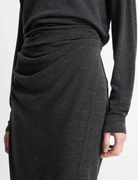 Draped Waist Wool Midi Skirt-Skirts and Shorts-Vince-Dark Heather Grey-XXS-Mercantile Portland