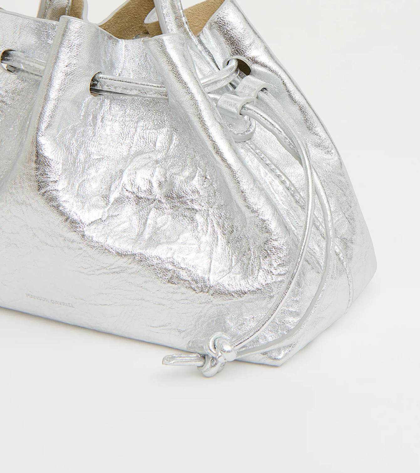 Drawstring Pouchette in Crinkled Silver-Handbags-Mansur Gavriel-Silver-OS-Mercantile Portland