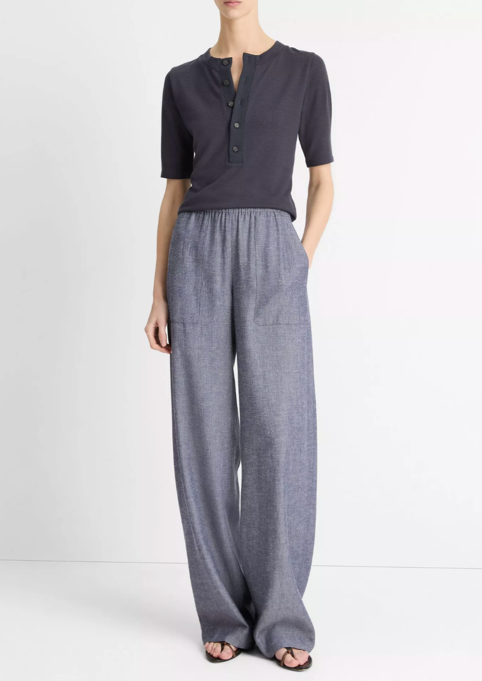 Elbow-Sleeve Henley-Clothing-Vince-Night Lake-XS-Mercantile Portland
