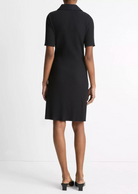 Elbow-Sleeve Polo Dress-Clothing-Vince-Black-XXS-Mercantile Portland