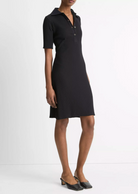 Elbow-Sleeve Polo Dress-Clothing-Vince-Black-XXS-Mercantile Portland