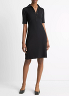 Elbow-Sleeve Polo Dress-Clothing-Vince-Black-XXS-Mercantile Portland