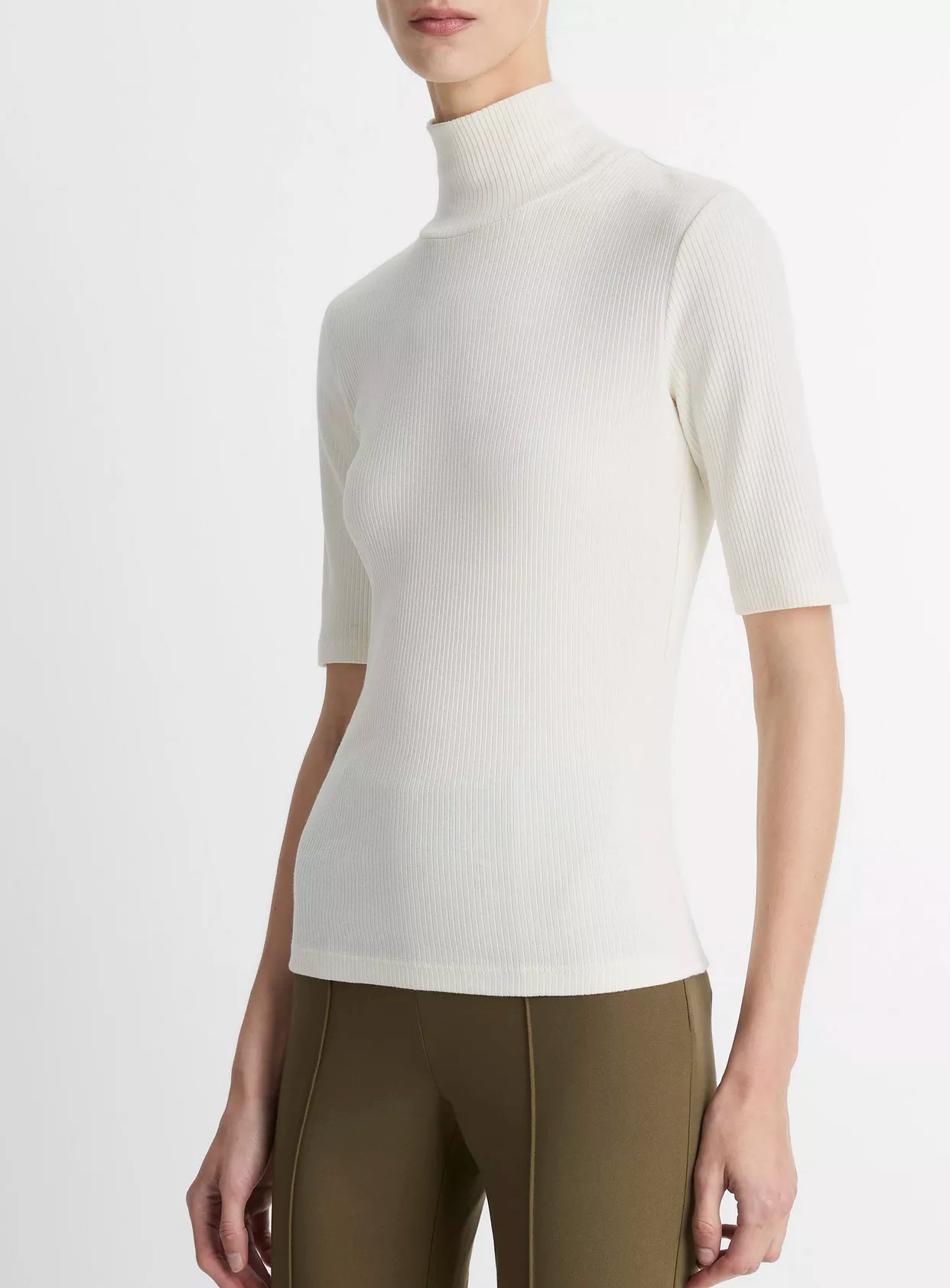 Elbow Sleeve Turtleneck-Clothing-Vince-Off White-XXS-Mercantile Portland