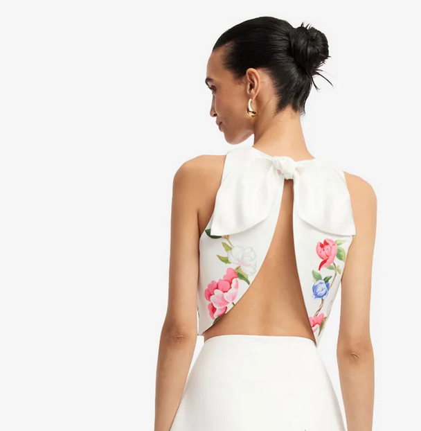 Ella Bow Backless Top-Tops-LEO LIN-Snow-0-Mercantile Portland