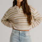 Elsie Relaxed Stripe Cashmere Polo-Sweaters-Sablyn-Gardenia Camel-M-Mercantile Portland