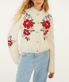 Embroidered Flowers Buttoned Cardigan-Sweaters-Farm Rio-Cream-XXS-Mercantile Portland