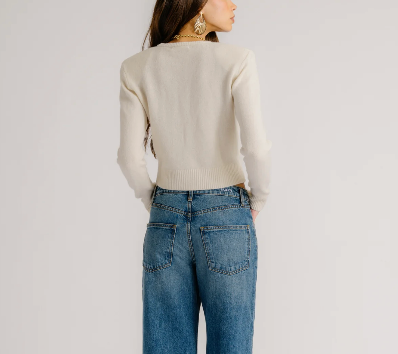 Emilia Shoulder Pad Cashmere Cardigan-Clothing-Sablyn-Gardenia-XS-Mercantile Portland