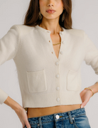 Emilia Shoulder Pad Cashmere Cardigan-Clothing-Sablyn-Gardenia-XS-Mercantile Portland