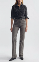 Emilie Ruffle Denim shirt-Shirts-Nili Lotan-Faded Black Wash-XS-Mercantile Portland