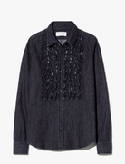 Emilie Ruffle Denim shirt-Shirts-Nili Lotan-Faded Black Wash-XS-Mercantile Portland