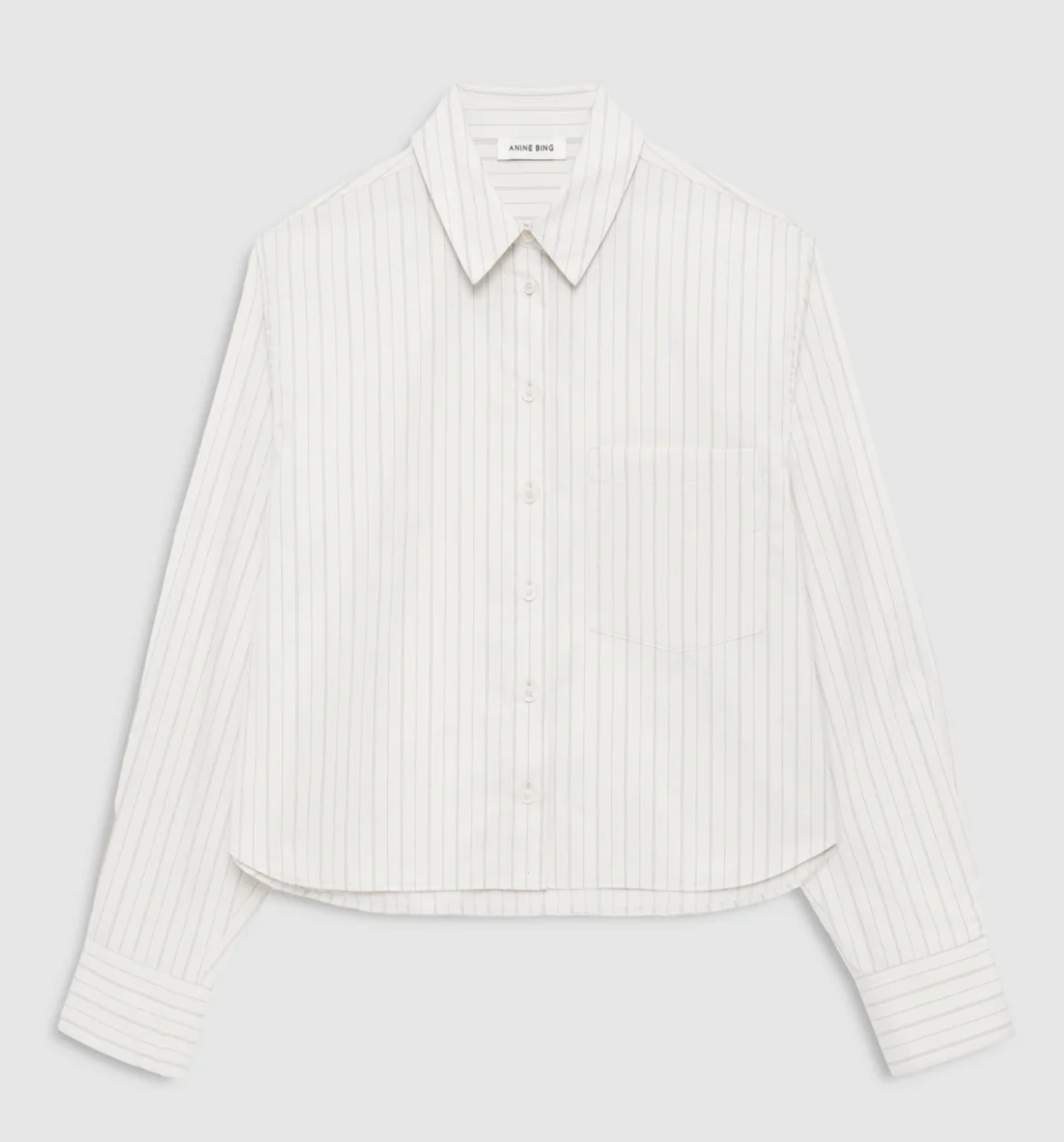 Essie Cropped Shirt in Cream Pinstripe-staging-Anine Bing-Cream Pinstripe-XS-Mercantile Portland