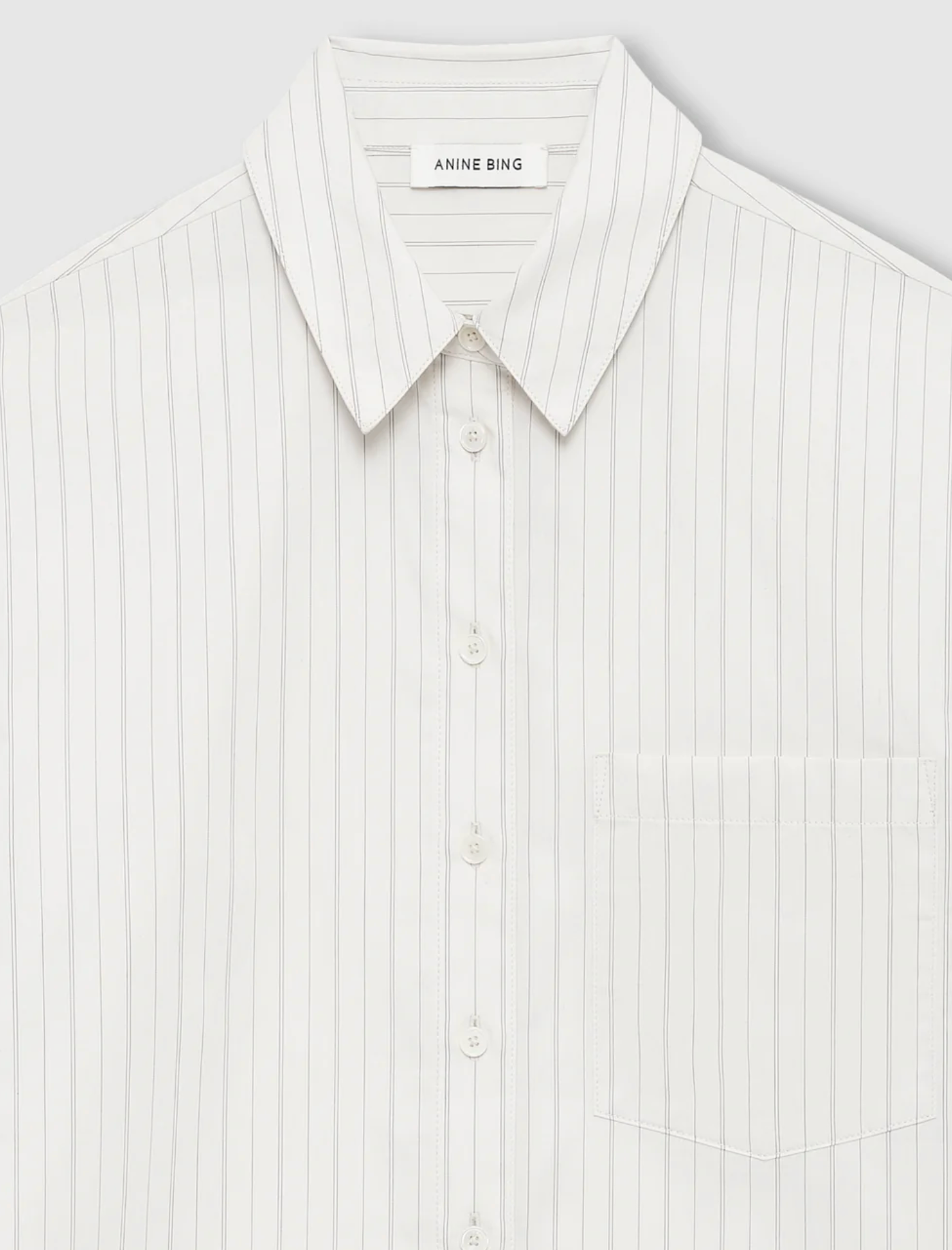 Essie Cropped Shirt in Cream Pinstripe-staging-Anine Bing-Cream Pinstripe-XS-Mercantile Portland