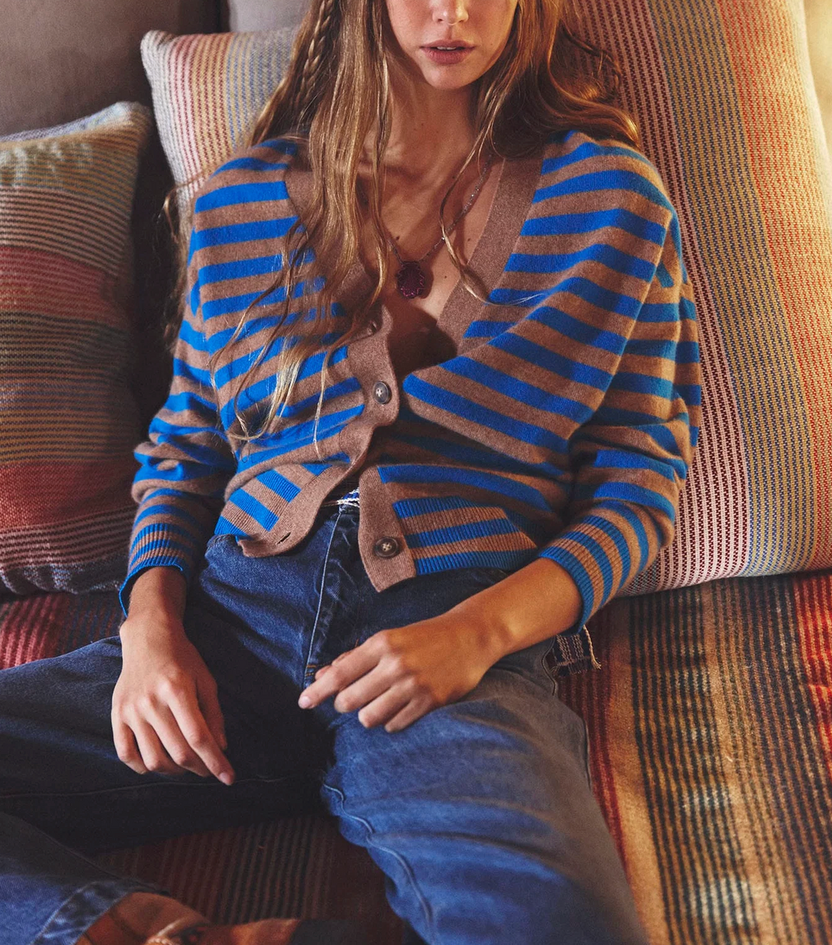 Estelle Cardigan-Sweaters-Xirena-Cobalt / Sand-XS-Mercantile Portland