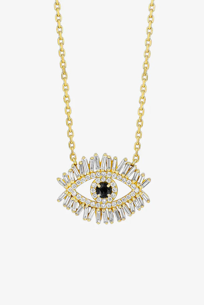 Evil Eye Midi Black Sapphire Half Pavé Pendant-Jewelry-Suzanne Kalan-O/S-Mercantile Portland