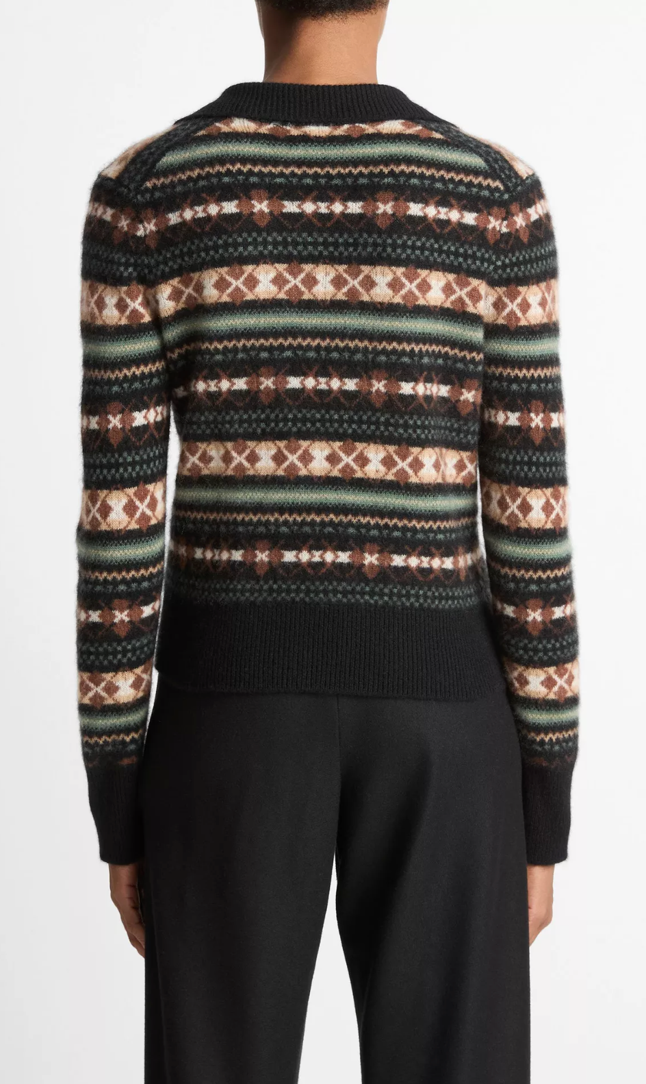 Fair Isle Cashmere Polo Sweater-Clothing-Vince-Cacao Malachite combo-XXS-Mercantile Portland