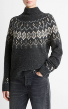 Fair Isle Donegal Fair Isle Turtleneck Sweater-Sweaters-Vince-Heather Charcoal Combo-XXS-Mercantile Portland