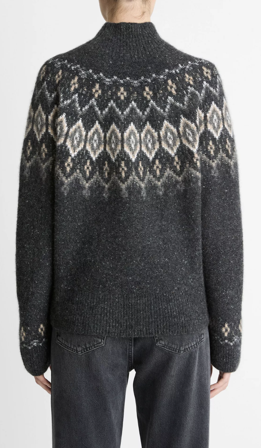 Fair Isle Donegal Fair Isle Turtleneck Sweater-Sweaters-Vince-Heather Charcoal Combo-XXS-Mercantile Portland