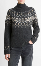 Fair Isle Donegal Fair Isle Turtleneck Sweater-Sweaters-Vince-Heather Charcoal Combo-XXS-Mercantile Portland