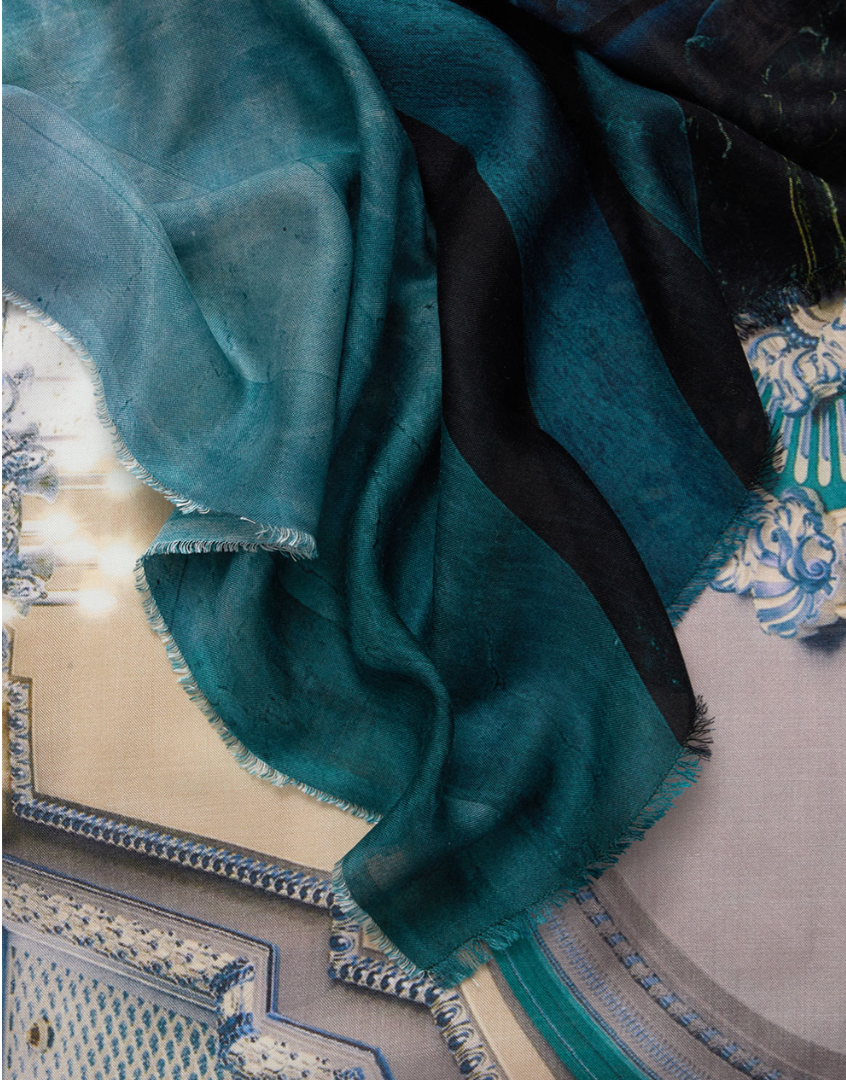 Faliero Sarti Scarf | in collaboration with Massimo Listri | Palazzo Mariinskyi-Scarves and Wraps-FALIERO SARTI-BLUE-One Size-Mercantile Portland