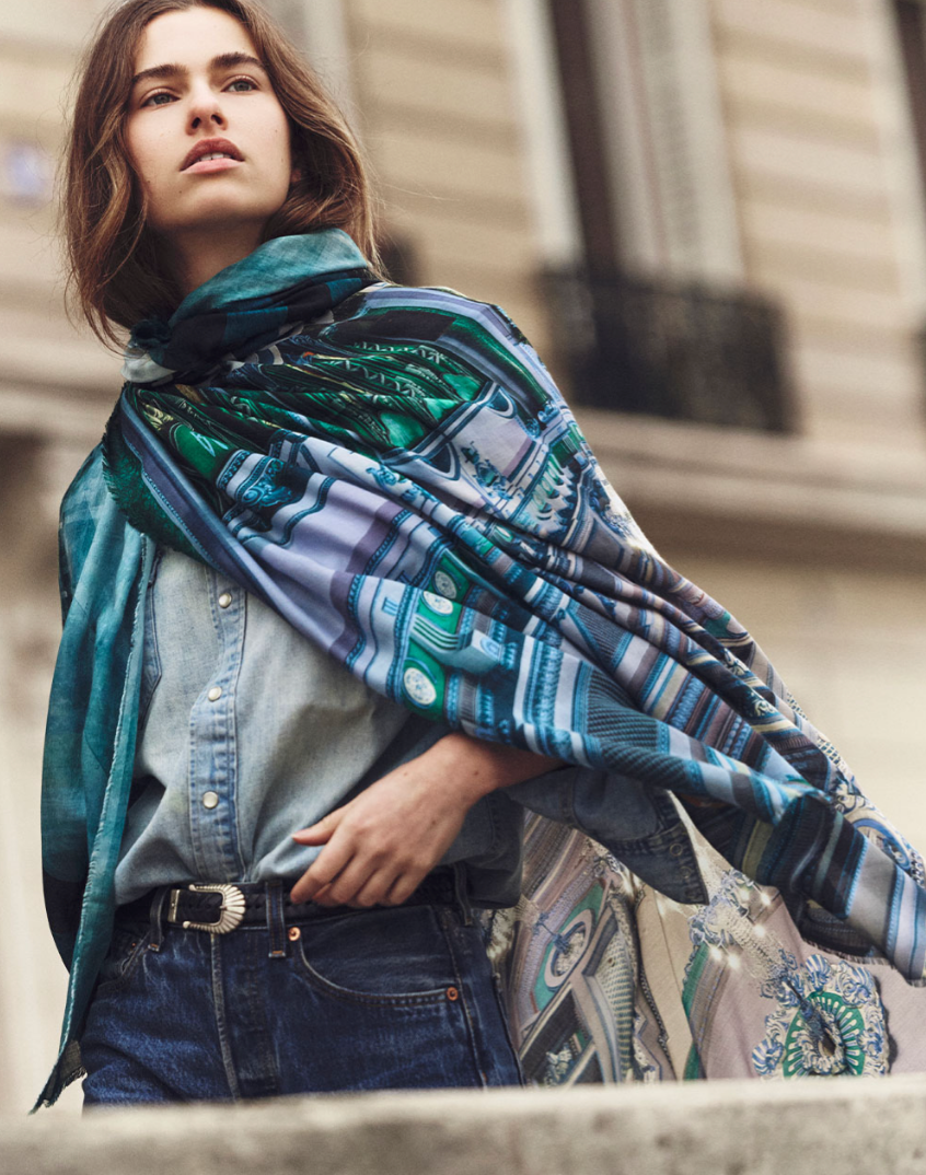 Faliero Sarti Scarf | in collaboration with Massimo Listri | Palazzo Mariinskyi-Scarves and Wraps-FALIERO SARTI-BLUE-One Size-Mercantile Portland