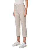 Farell Cotton Seersucker Striped Pants-Pants-Akris Punto-Cream Black Stripe-2-Mercantile Portland