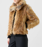 Faux Fur Bomber Jacket-Outerwear-Akris Punto-Camel Multicolor-0-Mercantile Portland