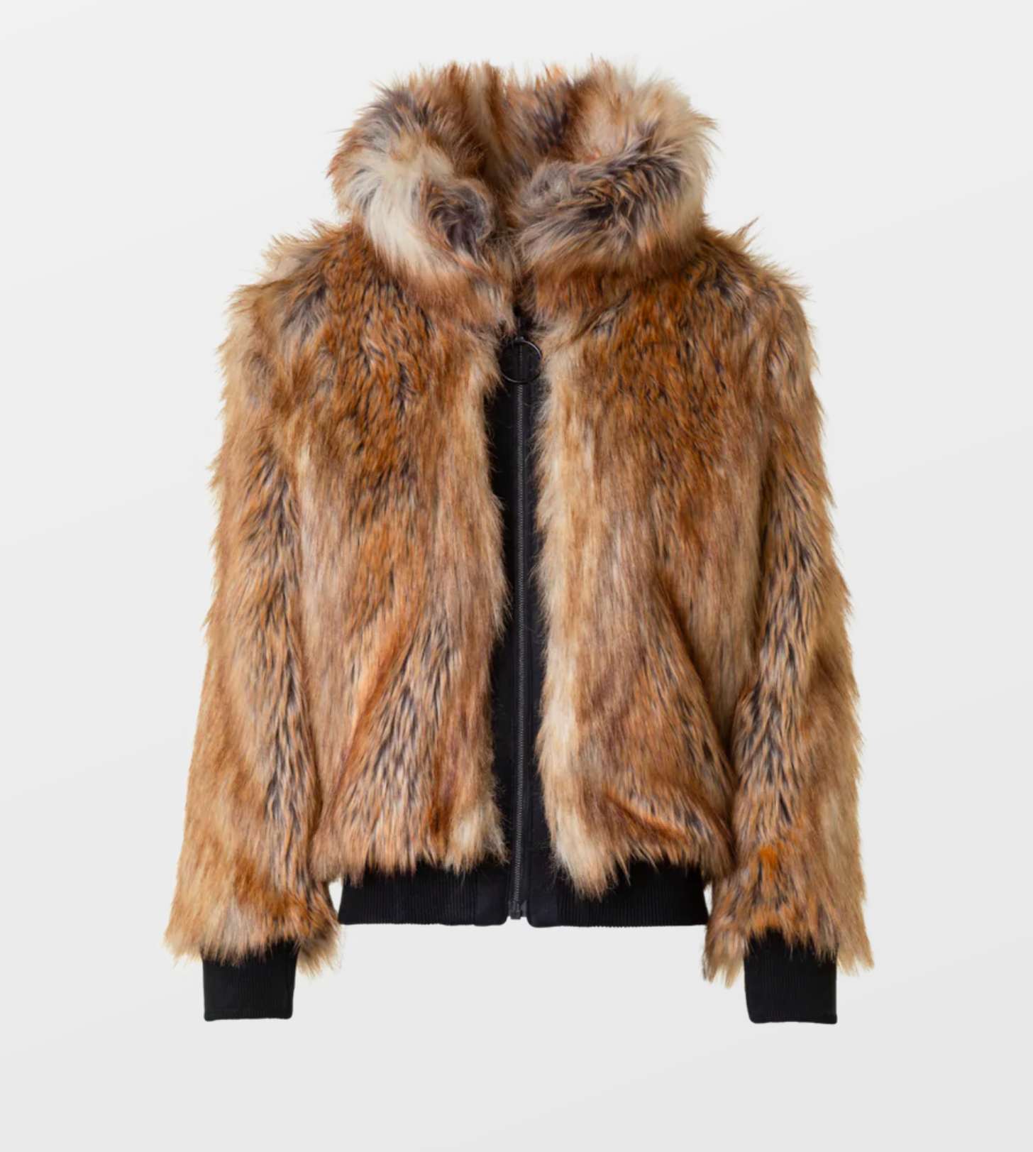 Faux Fur Bomber Jacket-Outerwear-Akris Punto-Camel Multicolor-0-Mercantile Portland