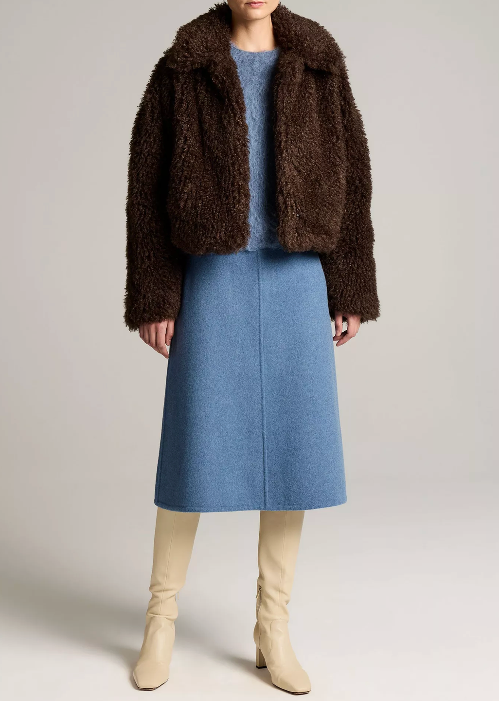 Faux Fur Cropped Jacket in Pinewood-Outerwear-Vince-Pinewood-XS-Mercantile Portland