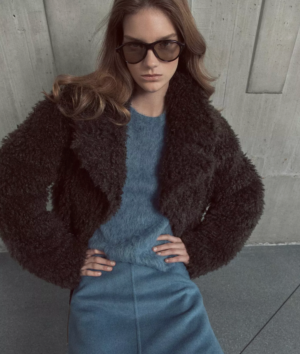 Faux Fur Cropped Jacket in Pinewood-Outerwear-Vince-Pinewood-XS-Mercantile Portland
