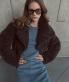 Faux Fur Cropped Jacket in Pinewood-Outerwear-Vince-Pinewood-XS-Mercantile Portland