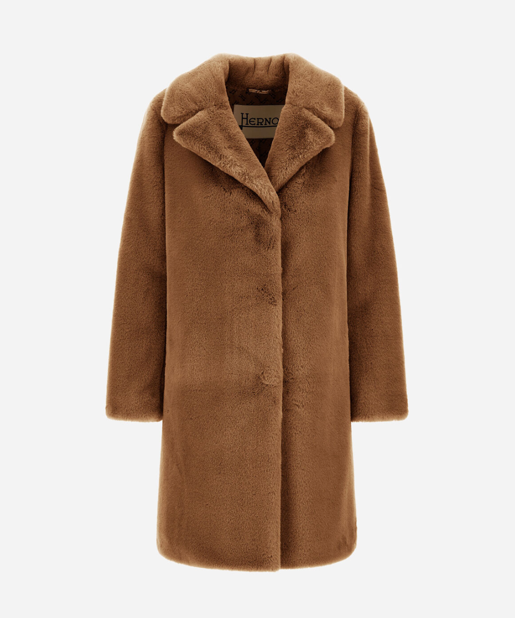 Faux Fur Lapel Coat-Outerwear-Herno-Camel-36-Mercantile Portland