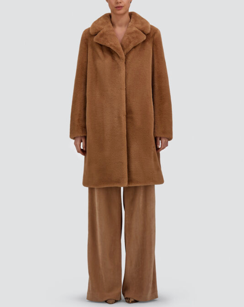 Faux Fur Lapel Coat-Outerwear-Herno-Camel-36-Mercantile Portland