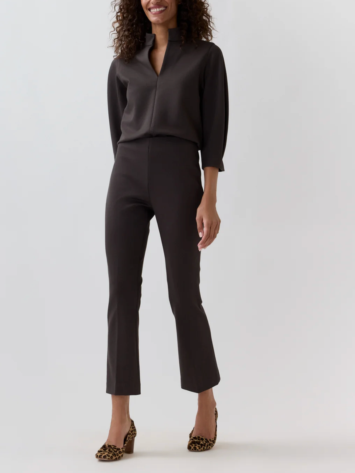 Faye Flare Crop Pant-Pants-Mashburn-Coffee-XS-Mercantile Portland