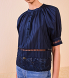 Faye Puff-Sleeve Blouse-Tops, Shirts-Ulla Johnson-Midnight-00-Mercantile Portland