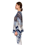Feathers Cashmere Printed Poncho-Clothing-Rani Arabella-Blue-OS-Mercantile Portland