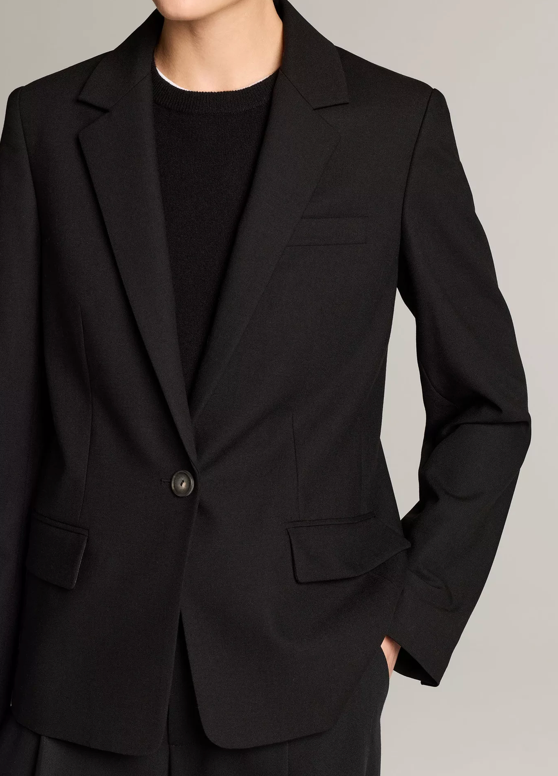 Fine Suiting Blazer in Black-Jackets-Vince-Black-0-Mercantile Portland