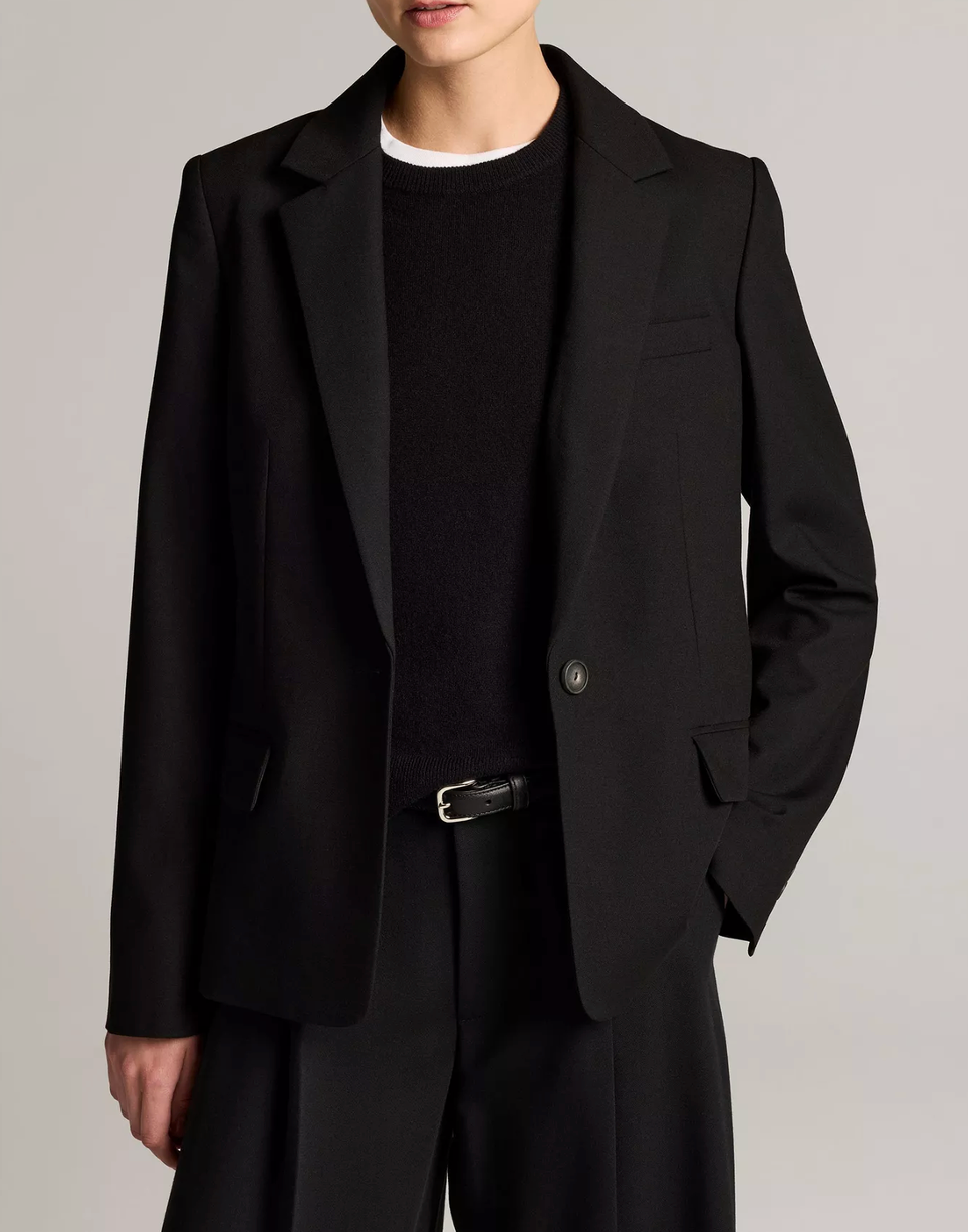 Fine Suiting Blazer in Black-Jackets-Vince-Black-0-Mercantile Portland