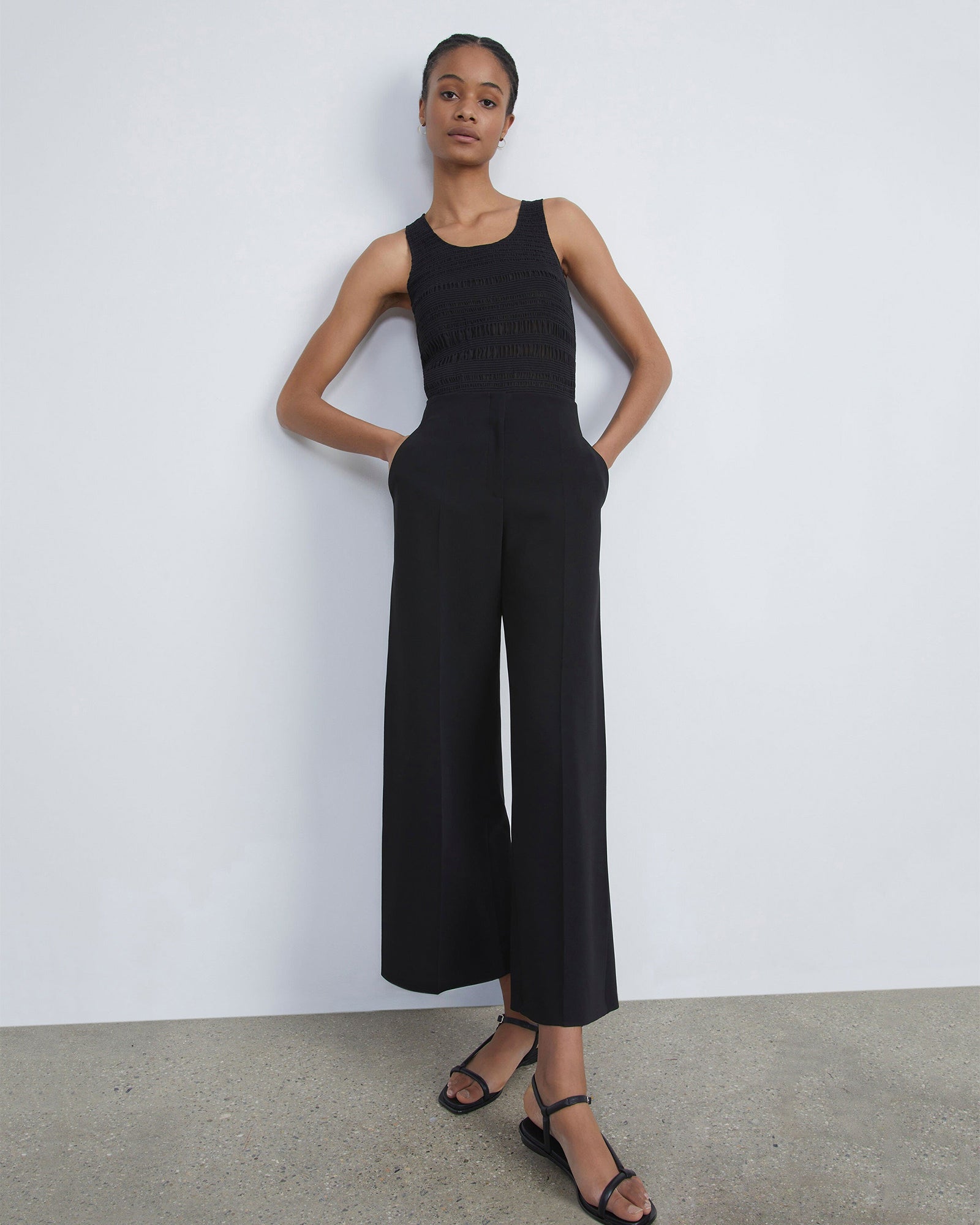 Finesse Crepe Franklin Wide Leg Ankle Pant-Pants-Lafayette 148-Black-0-Mercantile Portland