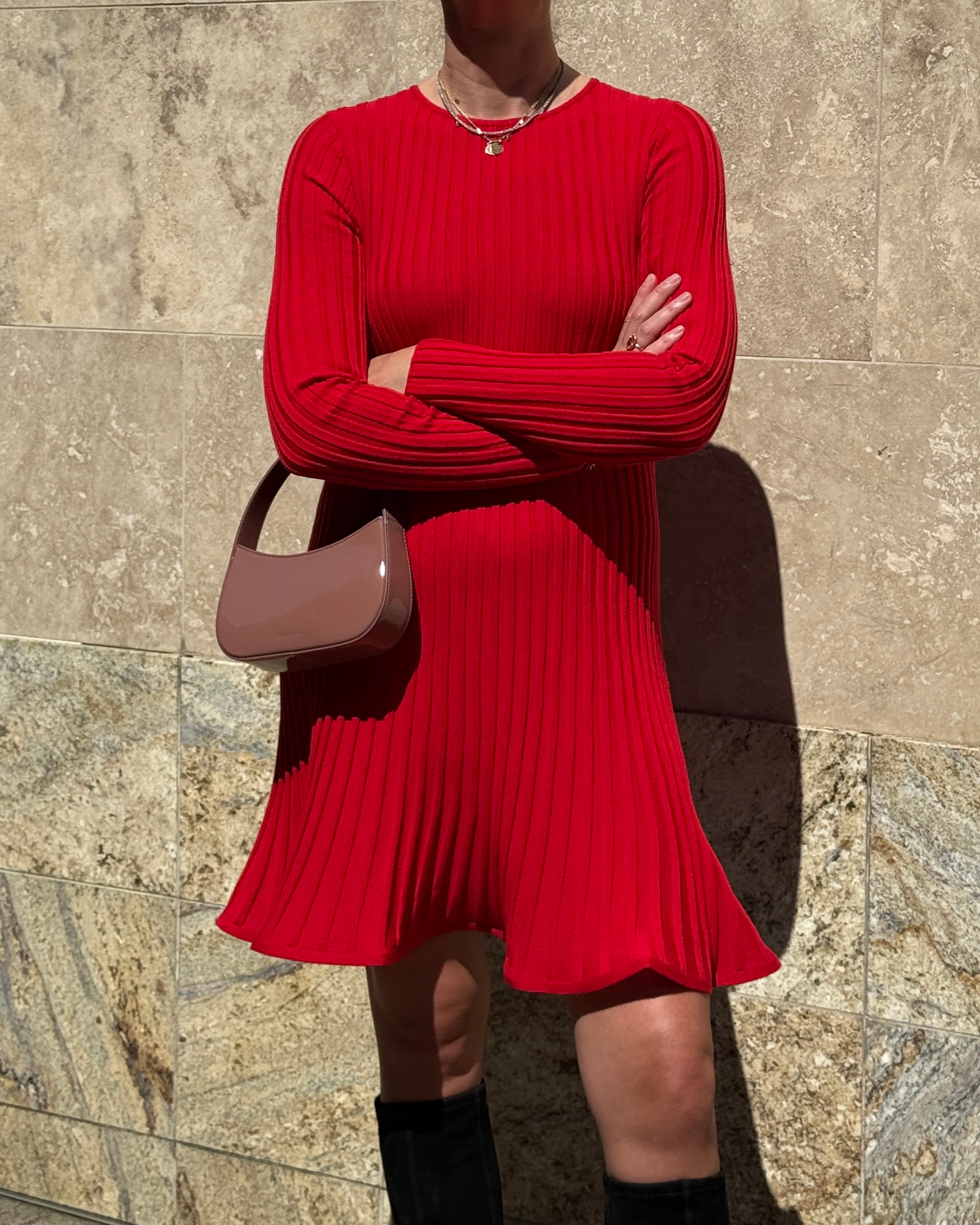 Fit & Flare Dress-Clothing-Akris Punto-Vermilion-4-Mercantile Portland