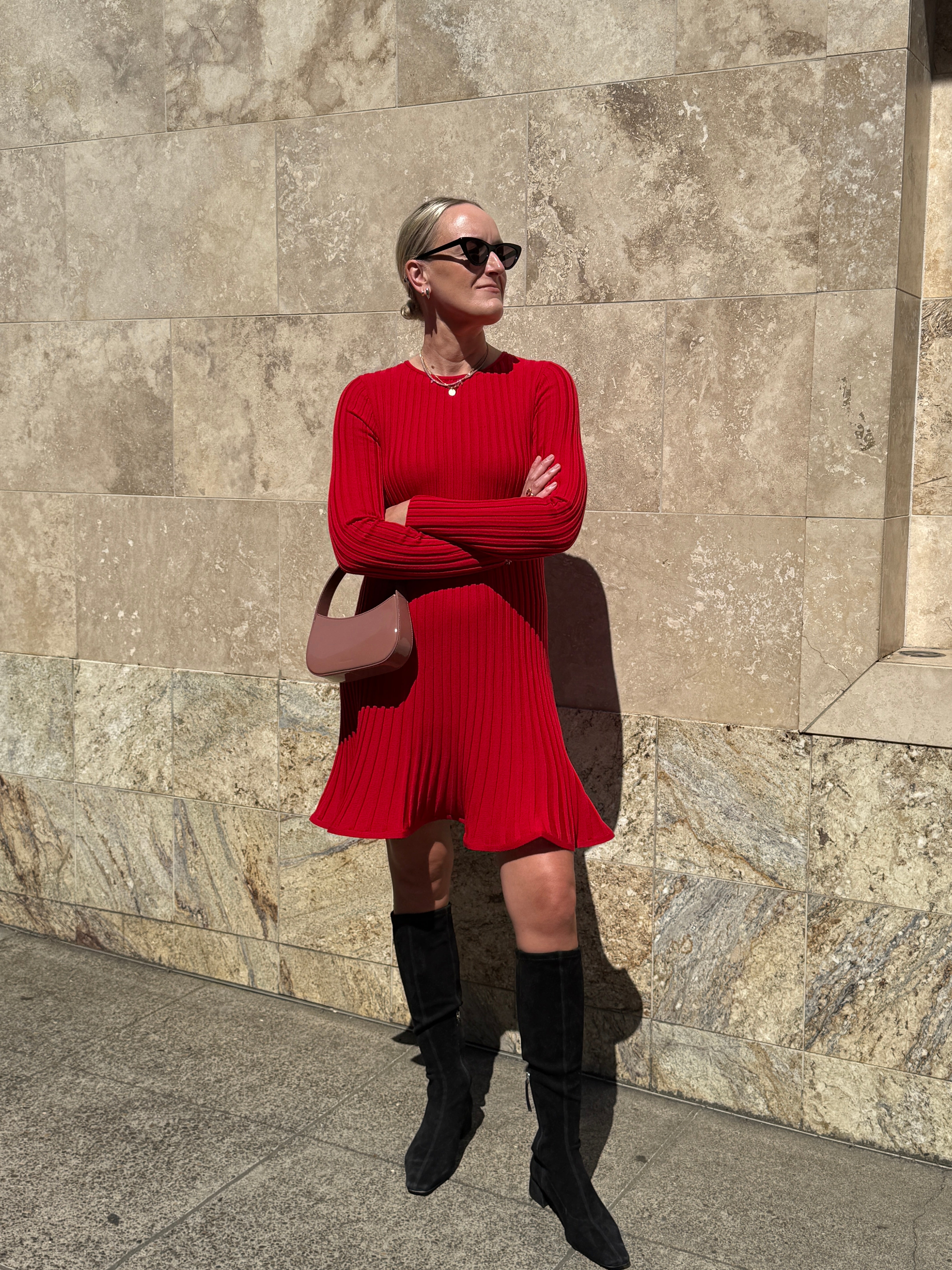 Fit & Flare Dress-Clothing-Akris Punto-Vermilion-4-Mercantile Portland