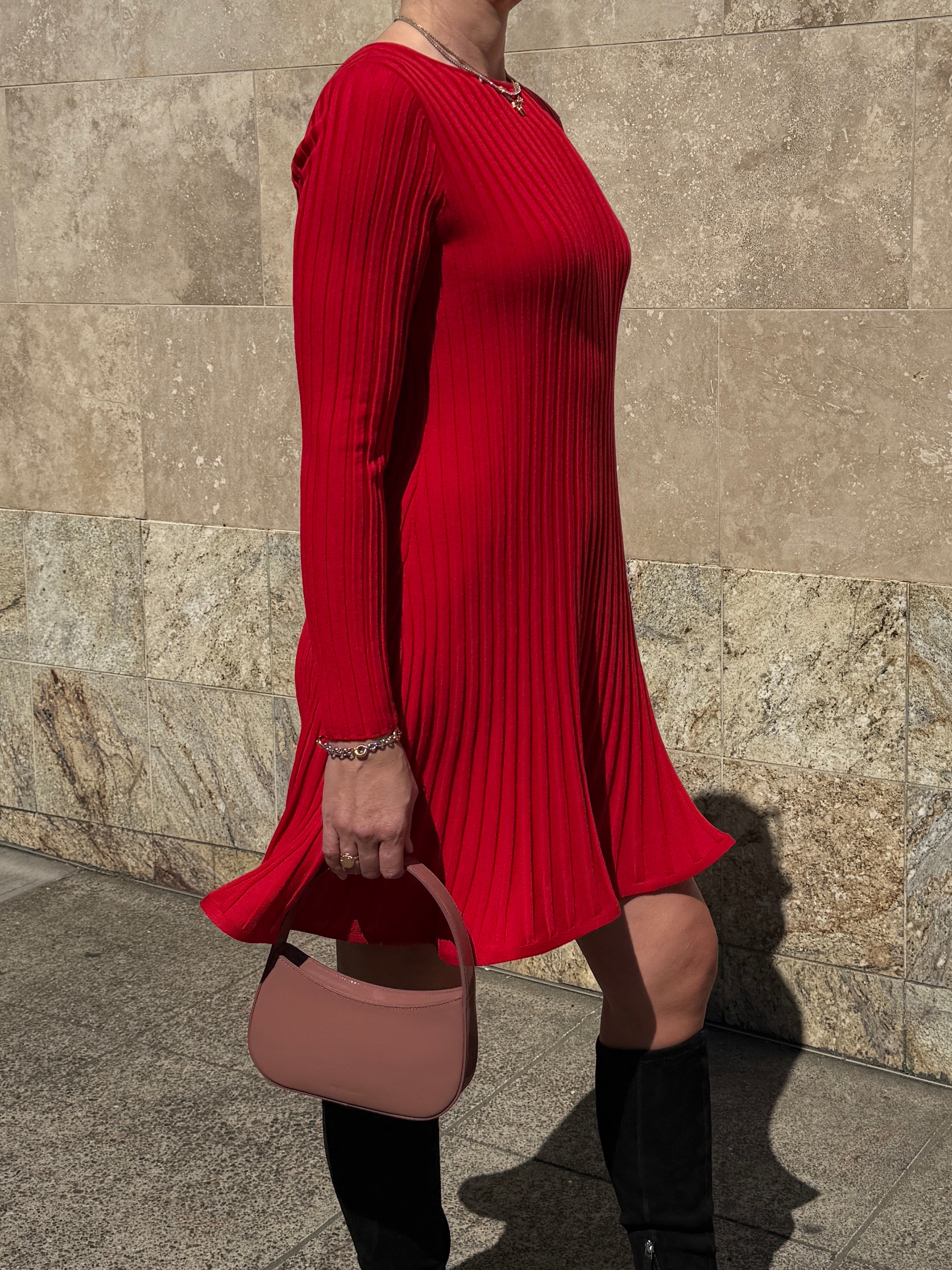 Fit & Flare Dress-Clothing-Akris Punto-Vermilion-4-Mercantile Portland