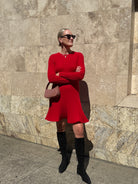 Fit & Flare Dress-Dresses-Akris Punto-Vermilion-4-Mercantile Portland