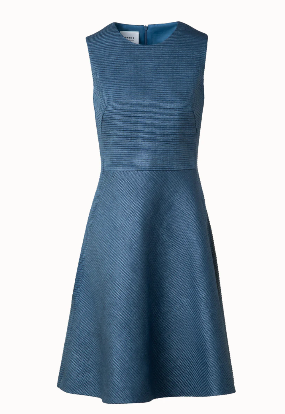 Flared Silk Dress-Clothing-Akris Punto-Medium Blue-0-Mercantile Portland