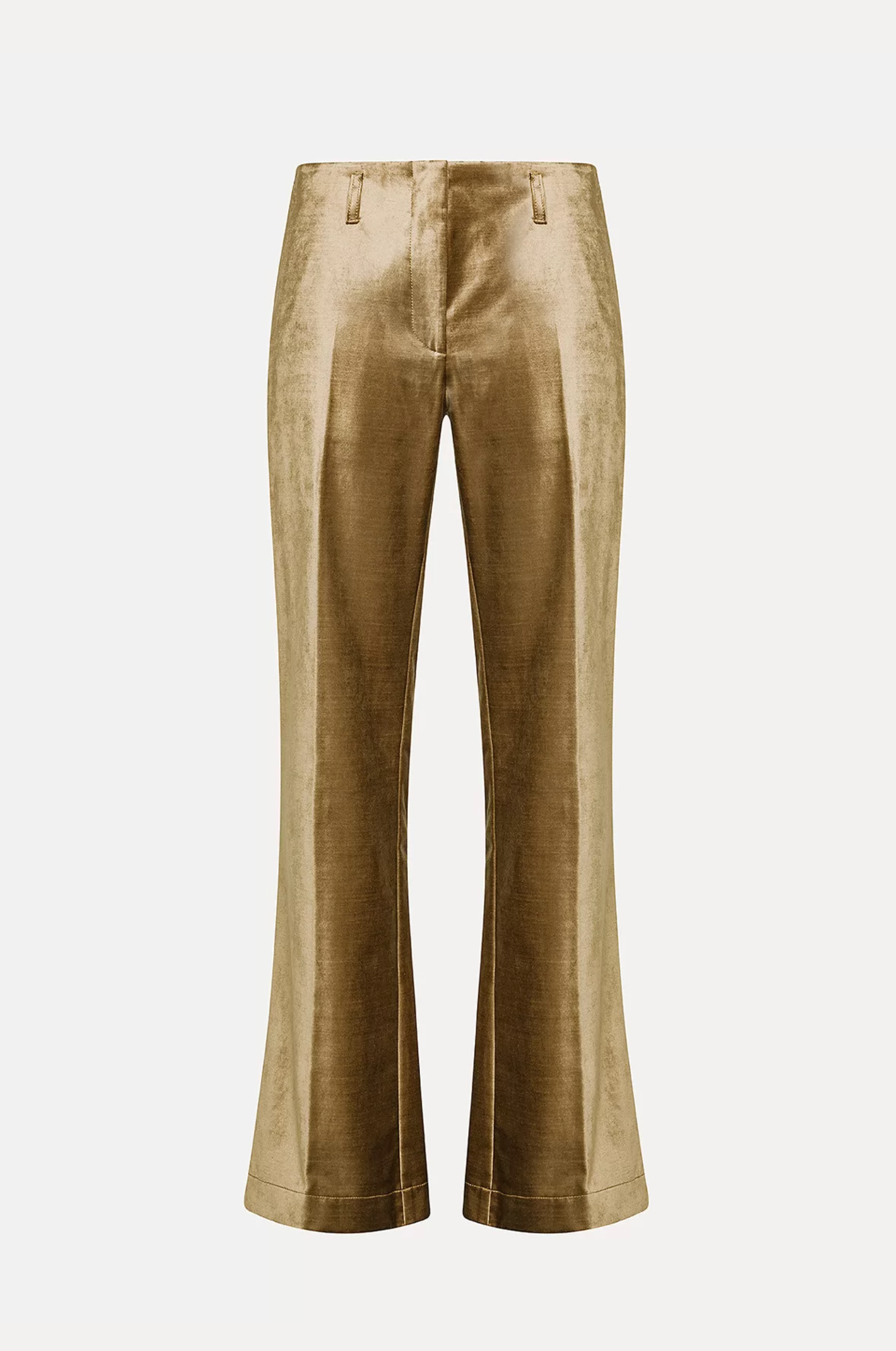 Flared Trousers in Stretchy Velvet-Clothing-Forte Forte-Gold velvet-0-Mercantile Portland