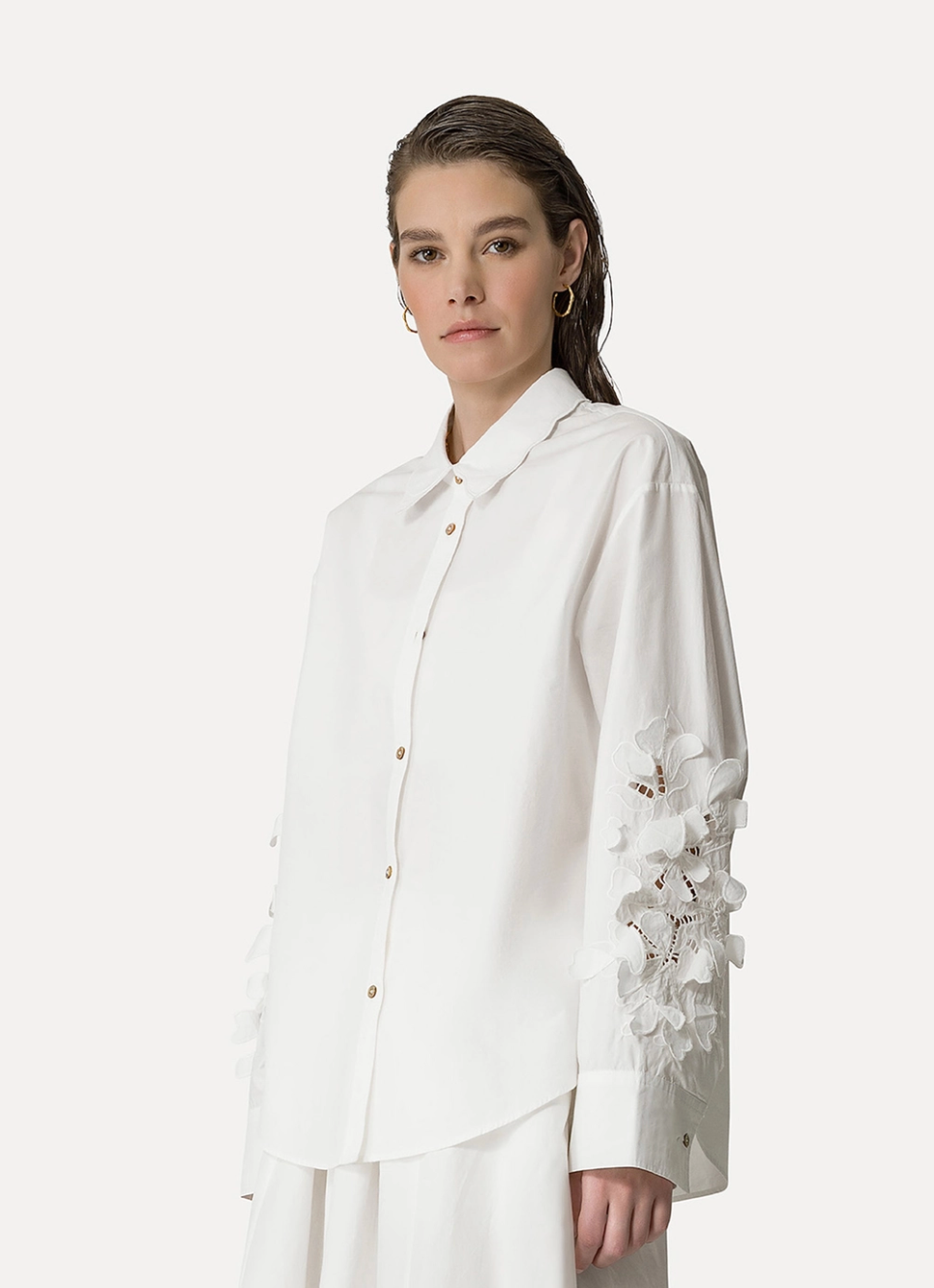 Fleur Poplin Shirt-Clothing-Forte Forte-White-0-Mercantile Portland